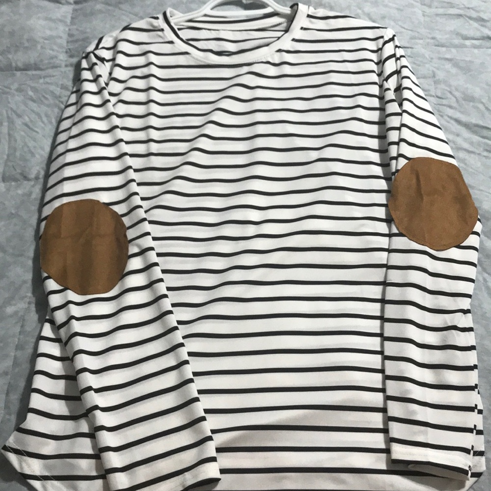 Striped long sleeve shirt with elbow pads